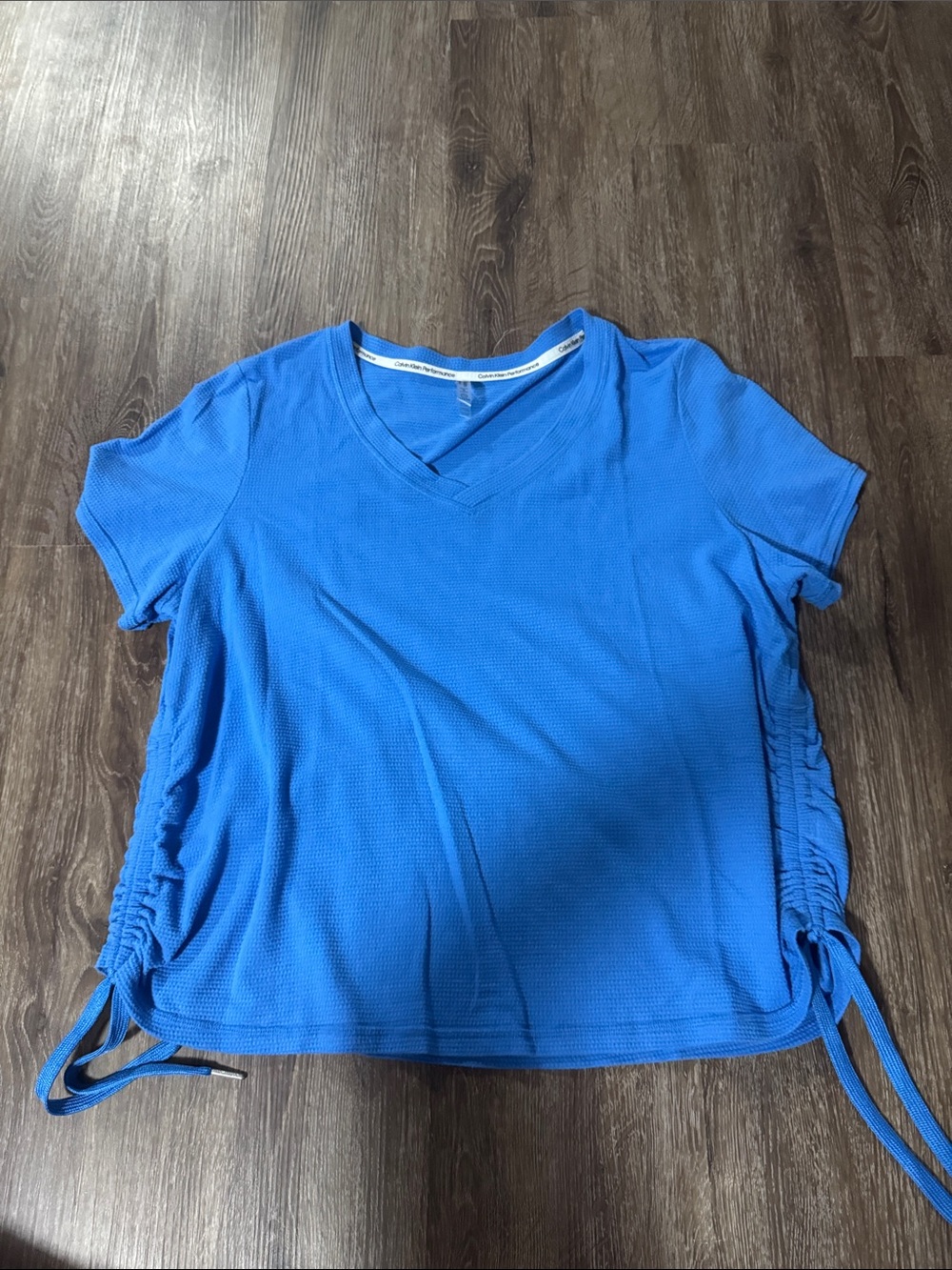 Calvin Klein Women’s V-Neck Short Sleeve Top in Bright Blue
